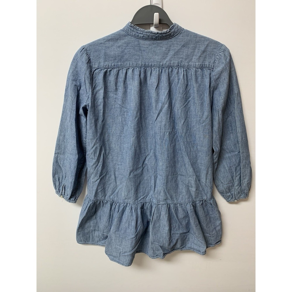 Ralph Lauren Polo Girls Chambray Denim Dress Size 12 Long Sleeve Ruffle Hem - Picture 8 of 12